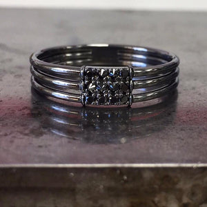 Feel The Love Black Diamond Braille Heavy Signet Ring
