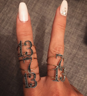 IN STOCK 18ct Rose Gold Lucky Number 7 Ring