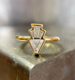 IN STOCK One of a kind 18ct Yellow Gold Art Deco Inspired Diamond Ring