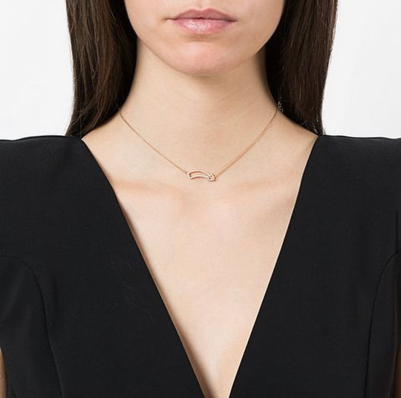 IN STOCK 18ct Rose Gold 'Fun This Way' Diamond Pavé Arrow Edge Necklace