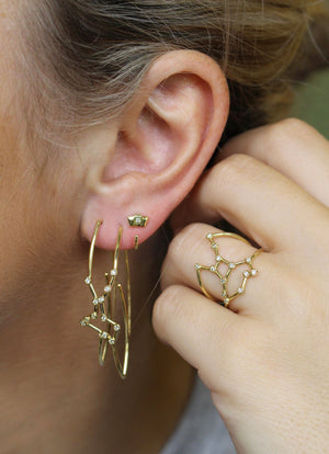 IN STOCK 18ct Yellow Gold Virgo Constellation Earrings