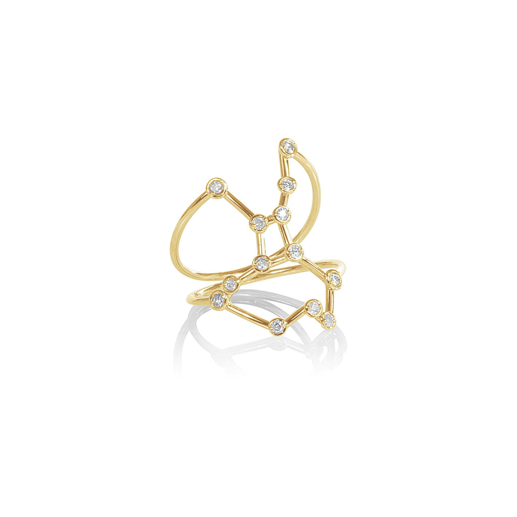 IN STOCK 18ct Yellow Gold Virgo Constellation Ring