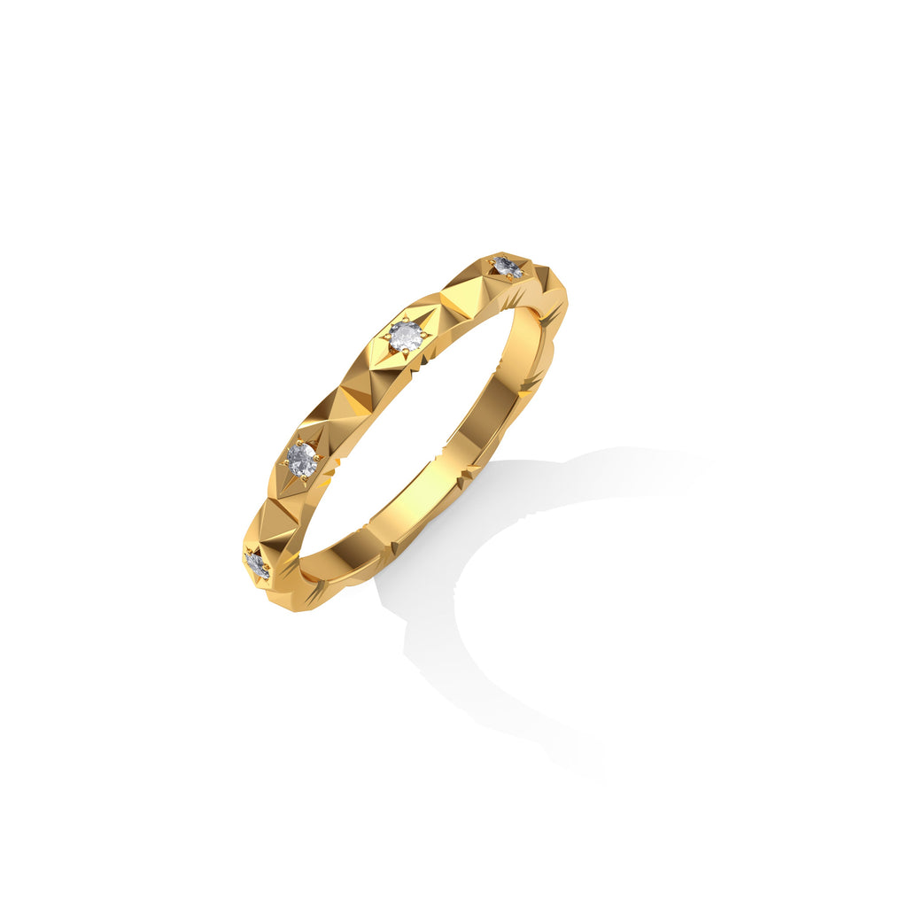 IN STOCK 18ct Yellow Gold Faceted Diamond Band